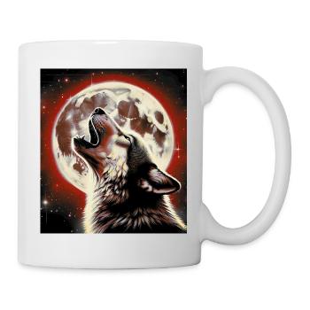 Wolf heult zum Vollmond - Tasse - Weiß - Rechts