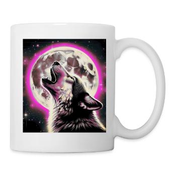 Wolf heult zum Vollmond - Tasse - Weiß - Rechts