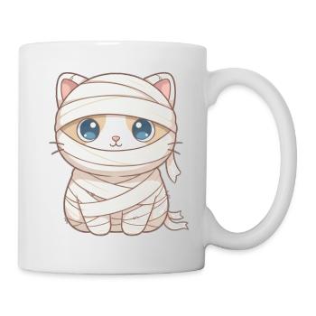 Cat as mummy on Halloween - Mug - white - Right