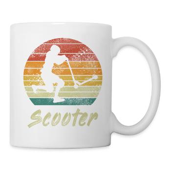 Scooter Vintage Roller mit Sonnenuntergang Design - Tasse - Weiß - Rechts