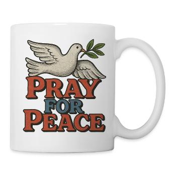Pray for Peace Taube Vintage - Tasse - Weiß - Rechts