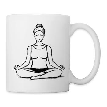 Meditierende Frau Yoga - Illustration - Tasse - Weiß - Rechts