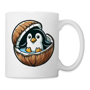 Süßer Pinguin in Kokosnuss Cartoon - Mug blanc - blanc - Droite