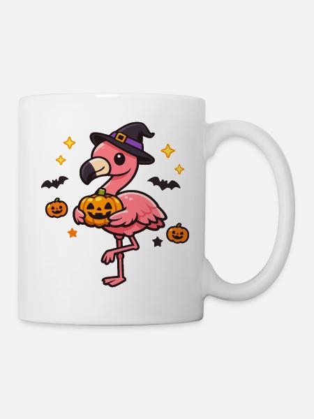 Sorcière Flamant Rose Citrouille - Mug blanc - blanc