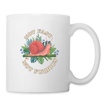 Nicht schnell Nicht wütend Lustiges Schneckenwortspiel - Tasse - Weiß - Rechts