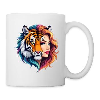 Femme Tigre Arc-en-ciel - Mug blanc - blanc - Droite