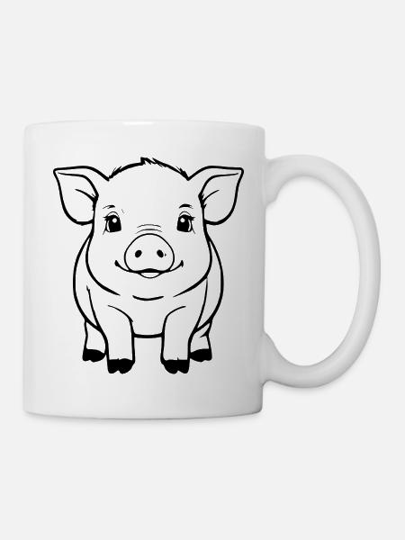 Schwein Schweinchen Bauern Geschenk - Tasse - Weiß