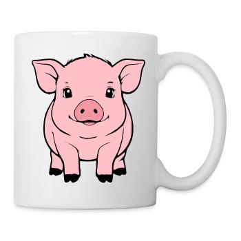 Schwein Schweinchen Bauern Geschenk Landwirt - Tasse - Weiß - Rechts