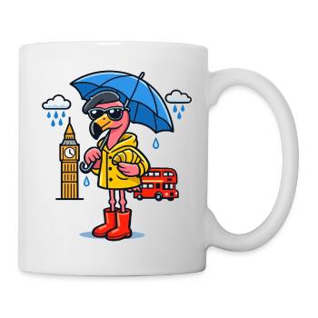London Rain Flamingo Cartoon - Mug - white - Right