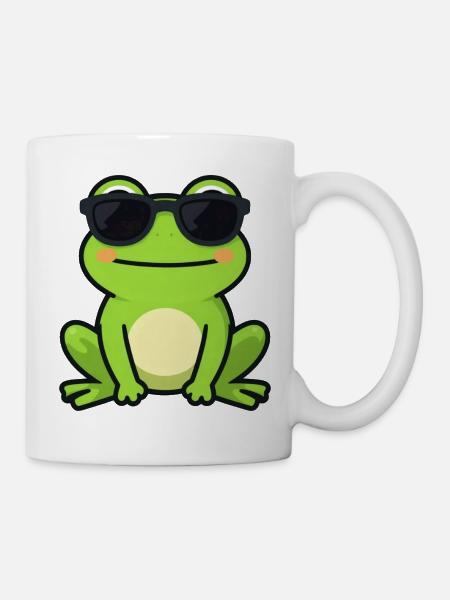 Cooler Frosch mit Sonnenbrille lustige Geschenke - Tasse - Weiß