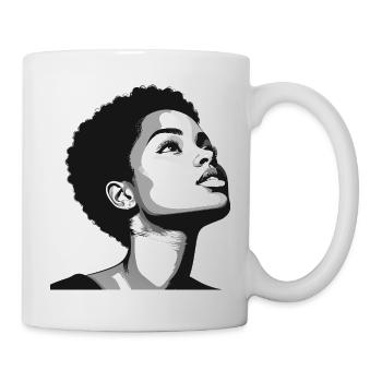 Lever les yeux : portrait en noir et blanc - Mug blanc - blanc - Droite