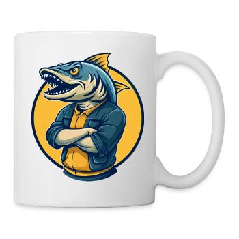 Logo clipart de la mascotte de Barracuda Kawaii - Mug blanc - blanc - Droite