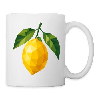 Geometric Lemon | Polygon Fruit Motif - Mug - white - Right