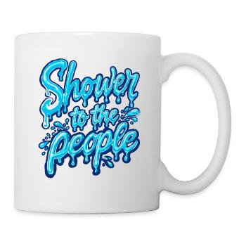 Shower to the People Neon Blau - Tasse - Weiß - Rechts