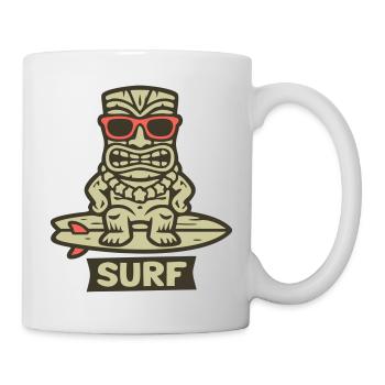 Surf Tiki Figure Surfing Hawaii Beach Bar - Mug blanc - blanc - Droite