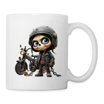 Mädchen-Biker-Totenkopfhelm - Tasse - Weiß - Rechts