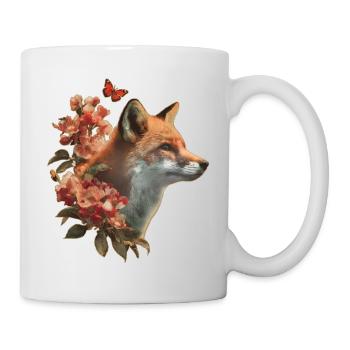Fuchs mit Schmetterling - Tasse - Weiß - Rechts