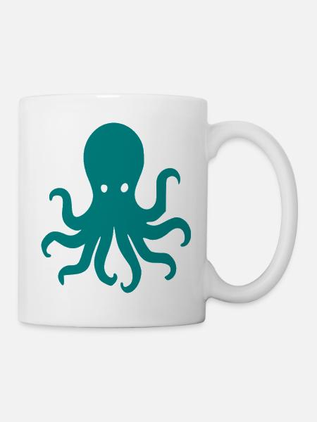 Teal Oktopus Silhouette - Tasse - Weiß