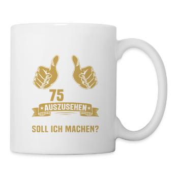 75. Geburtstag Mann Frau 75 Jahre - Tasse - Weiß - Rechts