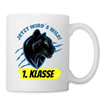 Jetzt wird's Wild - Schwarzer Panther 1. Klasse - Tasse - Weiß - Rechts