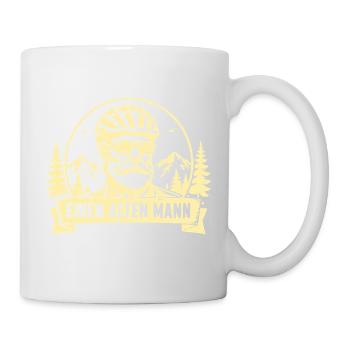 Alter Mann mit Fahrrad Emblem - Tasse - Weiß - Rechts