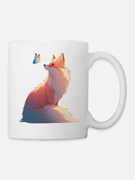 Fuchs Schmetterling - Tasse - Weiß