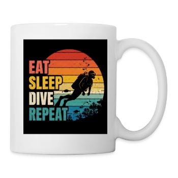 Eat Sleep Dive Repeat – Taucher Motiv - Tasse - Weiß - Rechts
