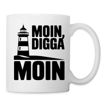  Moin Digga Moin Leuchtturm Norddeutsch Küste - Tasse - Weiß - Rechts