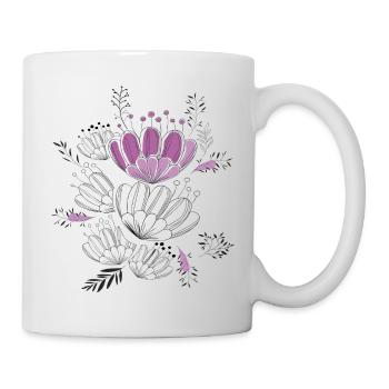 Motif floral - Mug blanc - blanc - Droite