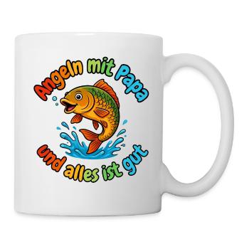 Angeln mit Papa – Alles ist gut - Tasse - Weiß - Rechts