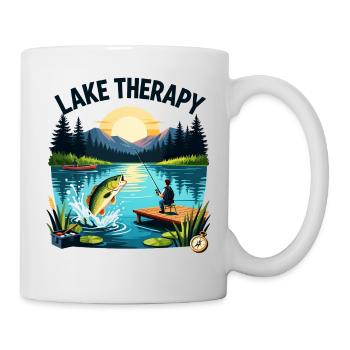 Lake Therapy Sunset Fishing - Mug - white - Right