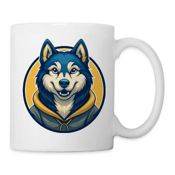 Husky Dog Kawaii Maskottchen Cartoon Clipart Logo Abzeichen - Tasse - Weiß - Rechts