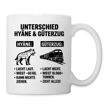 Güterzug und Hyäne - Tasse - Weiß - Rechts