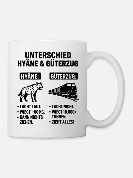 Güterzug und Hyäne - Tasse - Weiß