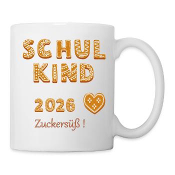 Schulkind 2026 Zuckersüß - Tasse - Weiß - Rechts