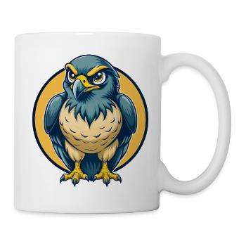 Hawk Kawaii Maskottchen Cartoon-Charakter-Clipart-Logo - Tasse - Weiß - Rechts