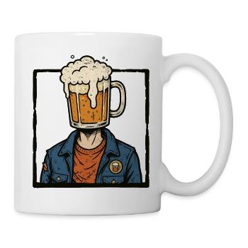  Bierliebhaber, Bier-saufen Kopf, Urlaubsreise - Tasse - Weiß - Rechts