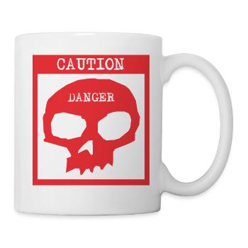 Attention Danger Signal d’avertissement crâne - Mug blanc - blanc - Droite