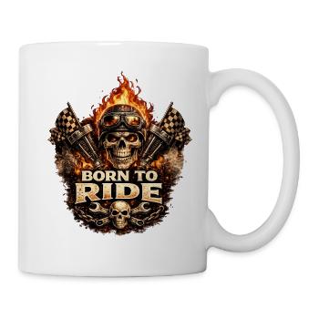 Born to Ride Skull Moto Flame - Tasse - Weiß - Rechts