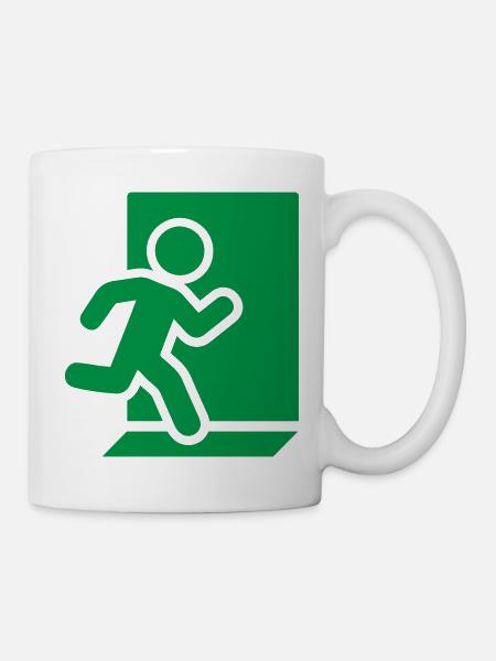 Notausgang Running Man Solid-Safety-Symbol - Tasse - Weiß