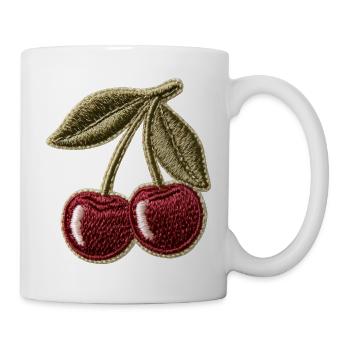 Motif d’écusson brodeur de cerises - Mug blanc - blanc - Droite