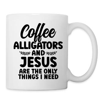 Coffee Alligators And Jesus - Tasse - Weiß - Rechts