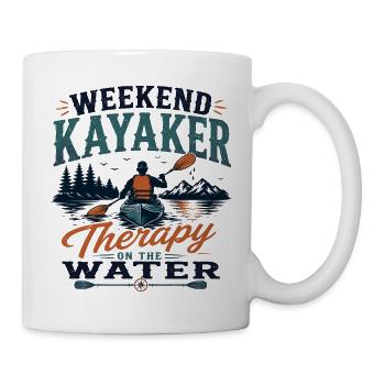 Wochenend-Kajakfahrer-Therapie auf dem Wasser - Tasse - Weiß - Rechts