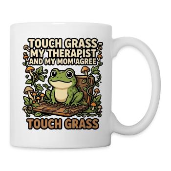 Touch Grass Frosch Computer Humor - Tasse - Weiß - Rechts