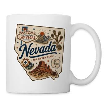 Nevada Silver State Vintage Las Vegas Aufkleber - Tasse - Weiß - Rechts