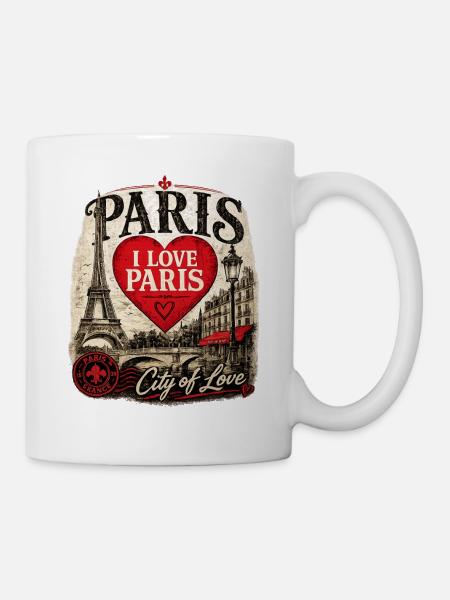 Paris Herz Stadt der Liebe - Tasse - Weiß