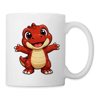 Freundlicher roter Dino - Tasse - Weiß - Rechts