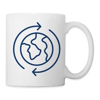 Globales Erdrecycling-Symbol für nachhaltiges Design - Tasse - Weiß - Rechts
