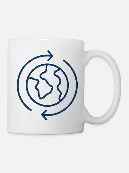 Globales Erdrecycling-Symbol für nachhaltiges Design - Tasse - Weiß