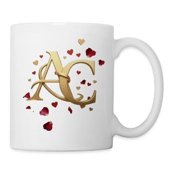Goldenes Monogramm AC mit Herzen - Tasse - Weiß - Rechts